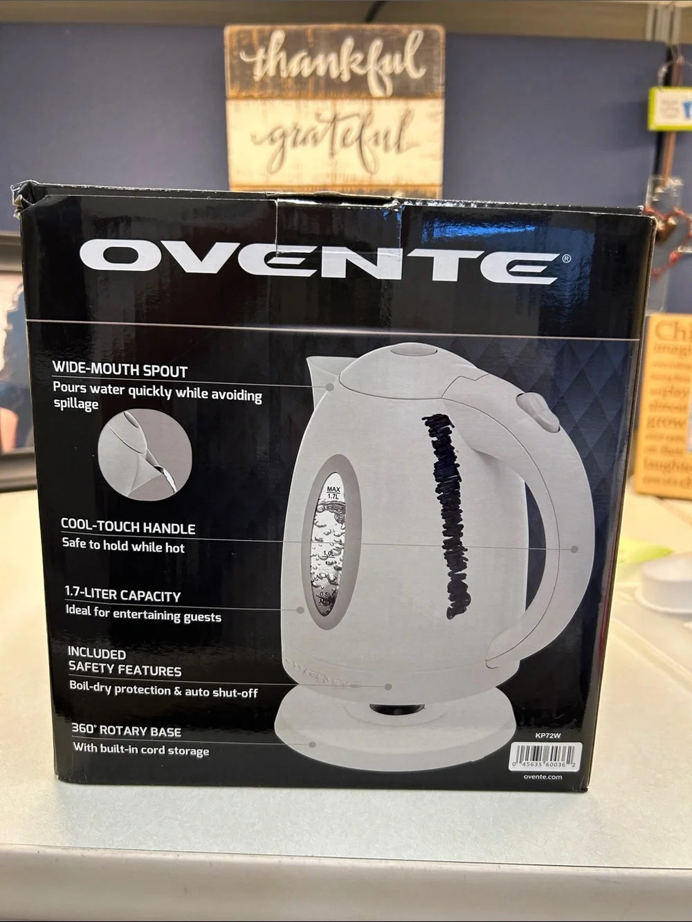 Ovente White Electric Kettle - 1.7L
